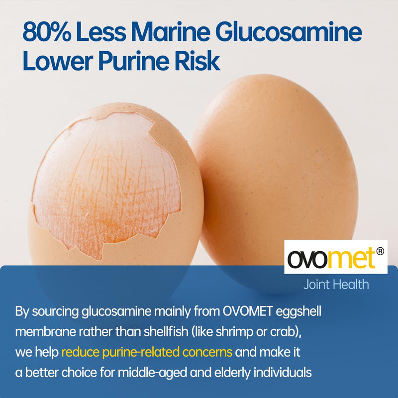[Australia] - OVOMET Eggshell Membrane Low-Purine Glucosamine Chondroitin Sulfate MSM Boswellia Joint Supplement - Supports Mobility Comfort Strength Flexibility & Bone - Made in Germany - 60 Days Supply 