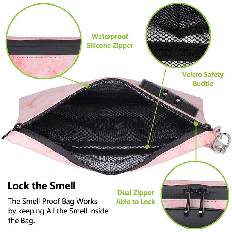 [Australia] - OZCHIN Smell Proof Bag with Combination Lock Certificates Organizer PU Leather Lock Bag Travel Storage Case 10 x 7 inches Great Christmas Gifts for Women(Pink) Pink 
