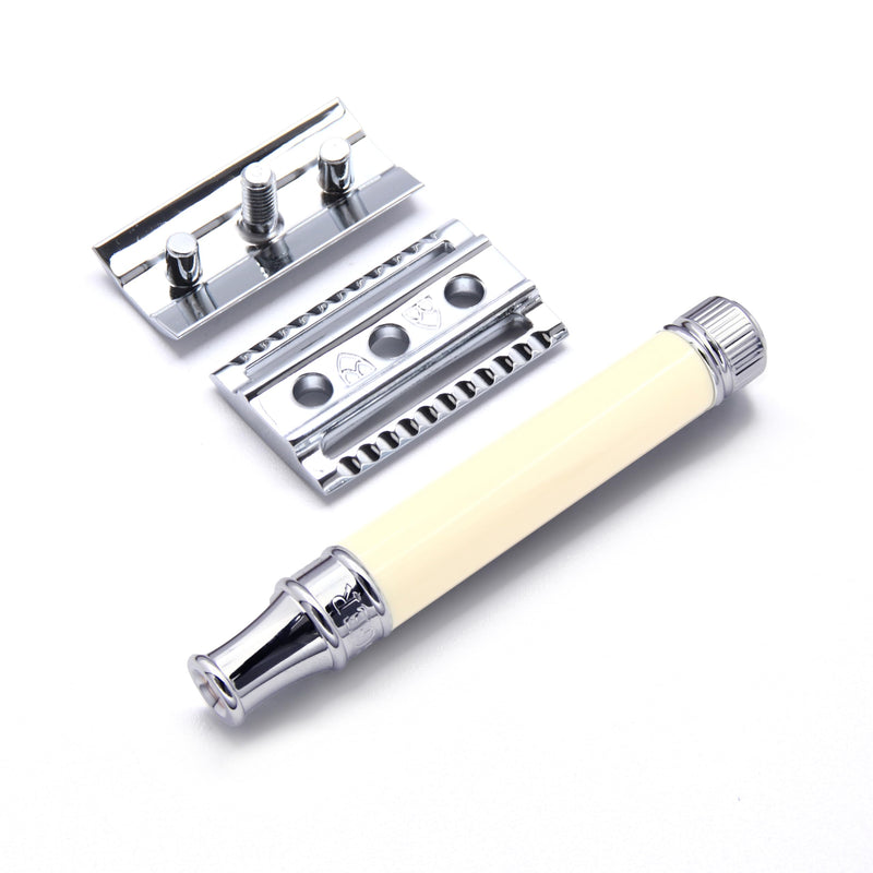 [Australia] - Edwin Jagger DE87BLAMZ Classic Double Edge Manual Eco-Friendly and Reusable Safety Razor for Men and Women for Shaving Cream or Soap Fits All DE Razor Blades (Imitation Ivory) 1 Count (Pack of 1) 