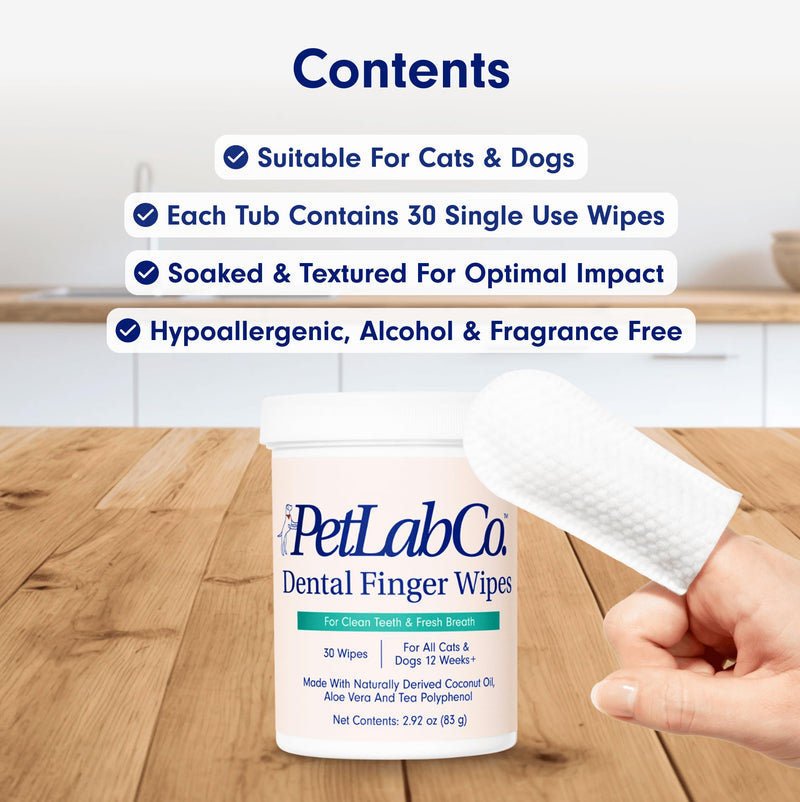 PetLab Co. Dental Finger Wipes - Easy to Use Dog & Cat Teeth Cleaner - Freshens Breath & Provides A Thorough Clean – Supports Overall Oral Hygiene – Alcohol & Fragrance Free - PawsPlanet Australia