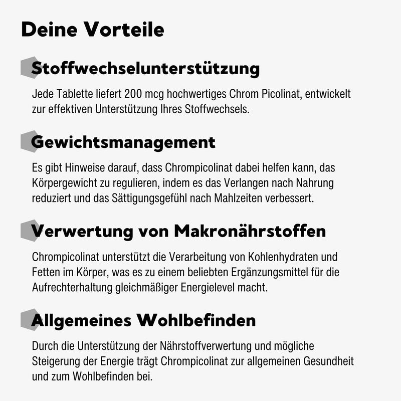 [Australia] - Chromium from Chromium Picolinate - high-dose 200 mcg chromium per tablet - optimal health additive to support metabolism - 365 easy-to-swallow tablets 365 pieces (pack of 1) 