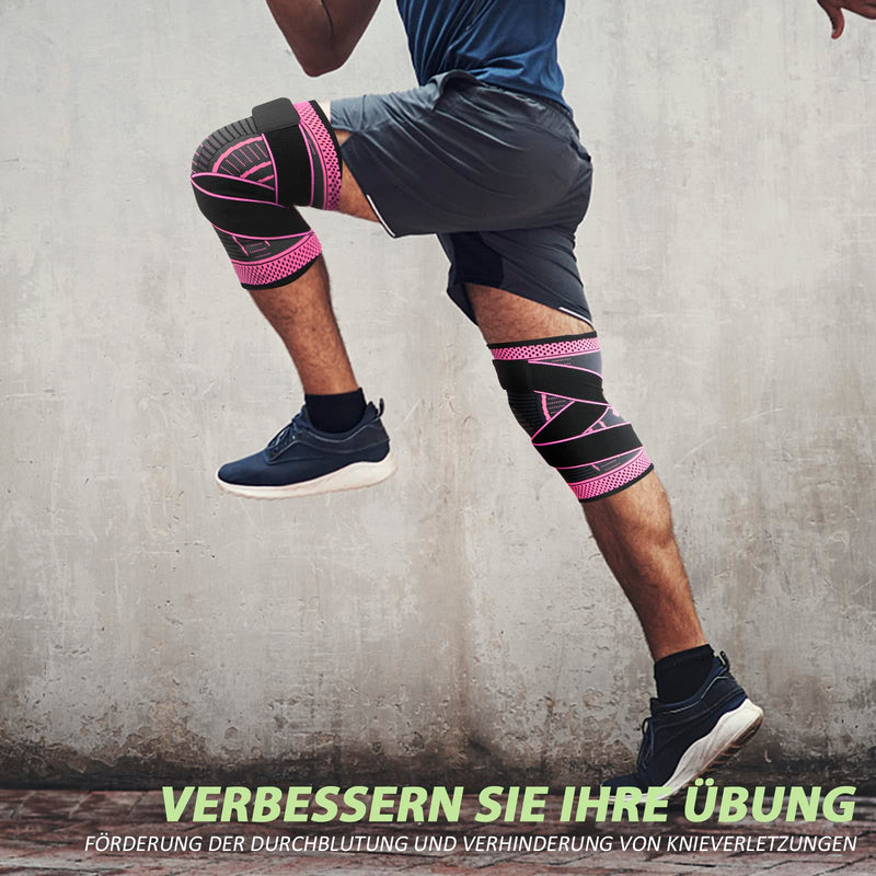 [Australia] - Ruilala Knee Support 1 Piece Knee Brace with Adjustable Velcro Bandage Compression Knee Brace for Men Women for Arthritis ACL Meniscus Tear Sports Fitness Weight Lifting Jogging (Rose Red, L) Rose Red 