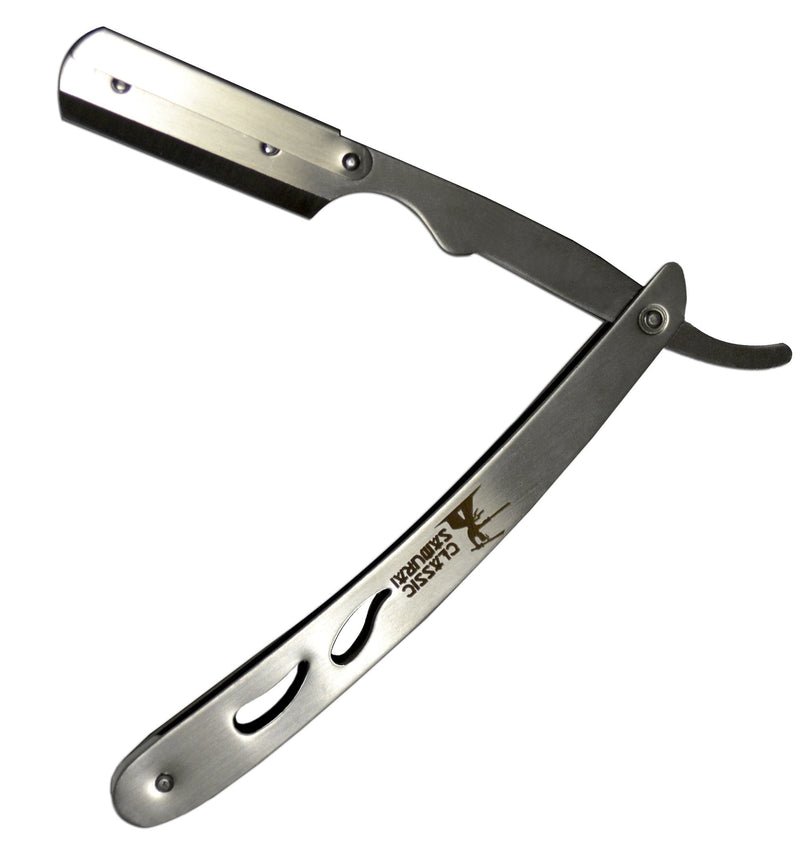 [Australia] - CS-102 Stainless Steel Professional Barber Straight Edge Razor with 100 Lord Single Edge Razor Blades (Silver Metal) 