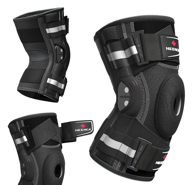 [Australia] - NEENCA knee support for knee pain, knee support with hinge and patented X-Strap fastening system, strong stability for pain relief, arthritis, meniscus tear, ACL, PCL, MCL L 