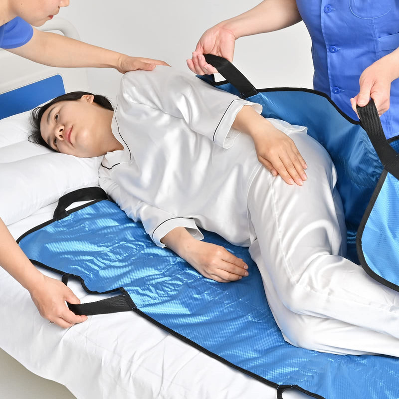 [Australia] - Positioning Bed Pad with Handles 48" X 40"Elderly Lifting Devices Transfer Board Slide Sheet Patient Transfer Board Draw Sheets Sling Transfer Belt with Handles Waterproof Reusable Washable Blue 