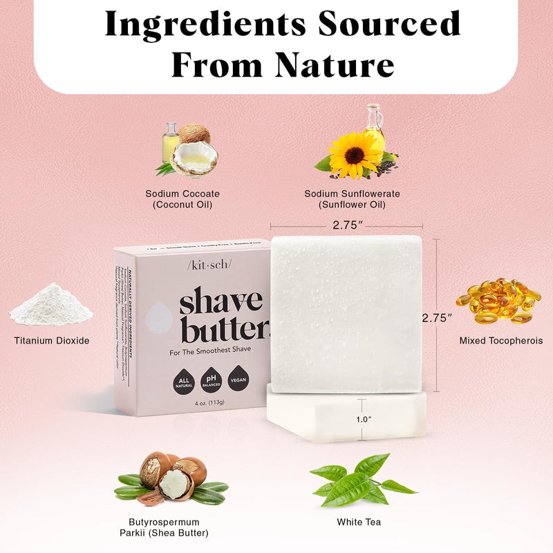 [Australia] - Kitsch Shaving Soap for Women - Hydrating Shave Butter & Shave Soap Bar - Nourishing Bar Soap for Smooth, Irritation-Free Shave ‚Äì Paraben, Silicone & Sulfate-Free - Vegan, Made in USA - 4 oz Shave Butter Bar 