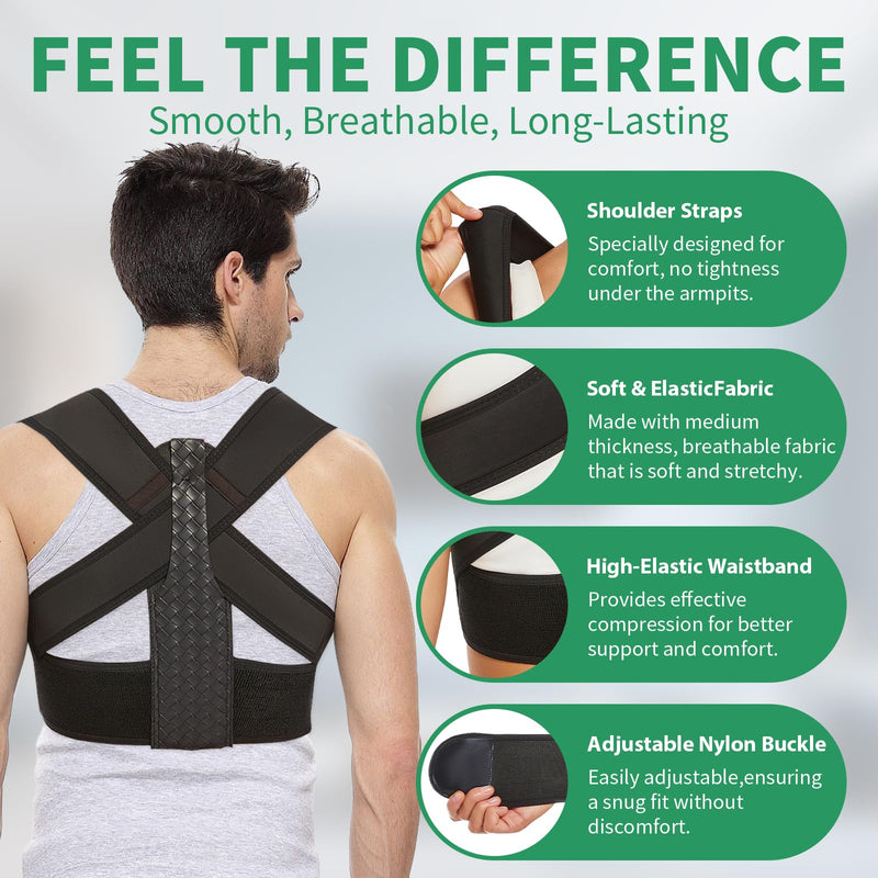 [Australia] - Posture Corrector for Women and Men ‚Äì Upgraded Back Straightener for Effective Lower Back Pain Relief, Back Brace for Hunchback, Scoliosis, and Better Posture Support(X-Large) X-Large black 