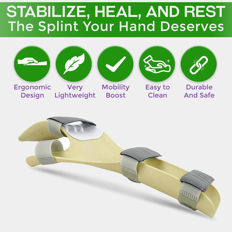 Resting Hand Splint for Stroke Recovery – Night Wrist & Finger Brace for Flexion Contractures, Arthritis, Carpal Tunnel Relief – 5-Finger Stabilizer with Exercise Band & Instructions (Large Right)