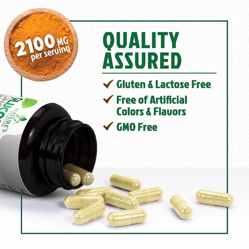 Nature's Nutrition Glucosamine Chondroitin MSM Capsules - Triple Strength Joint Health Support Supplement with Turmeric & Boswellia - Joint Flexibility Support Easy to Swallow Capsules - 60 Count 60 Count (Pack of 1)