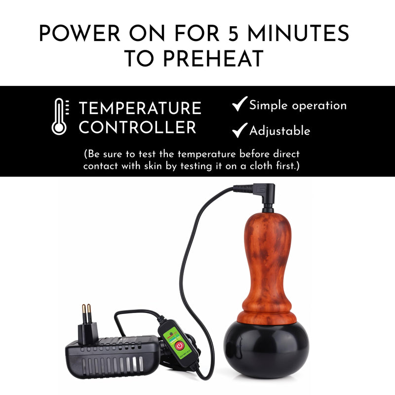 [Australia] - Electric Hot Stone Massager - Portable Bian Stones Gua Sha Scraping Home Massage Therapy Kit - Handheld Rock Warmer Wand Tool Set with Temperature Adjustment Control for Back Neck Body Pain Relief 