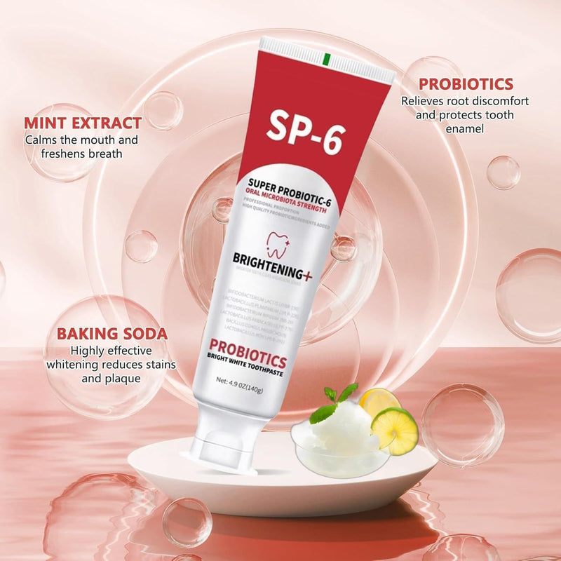 [Australia] - Sp-6 Probiotic Whitening Toothpaste, Sp-6 Ultra Whitening Toothpaste, with a Fluoride Free, Fresh Breath and Mint Flavored Enhancement Formula, Beneficial for Oral Health! 2pc (2) 2 