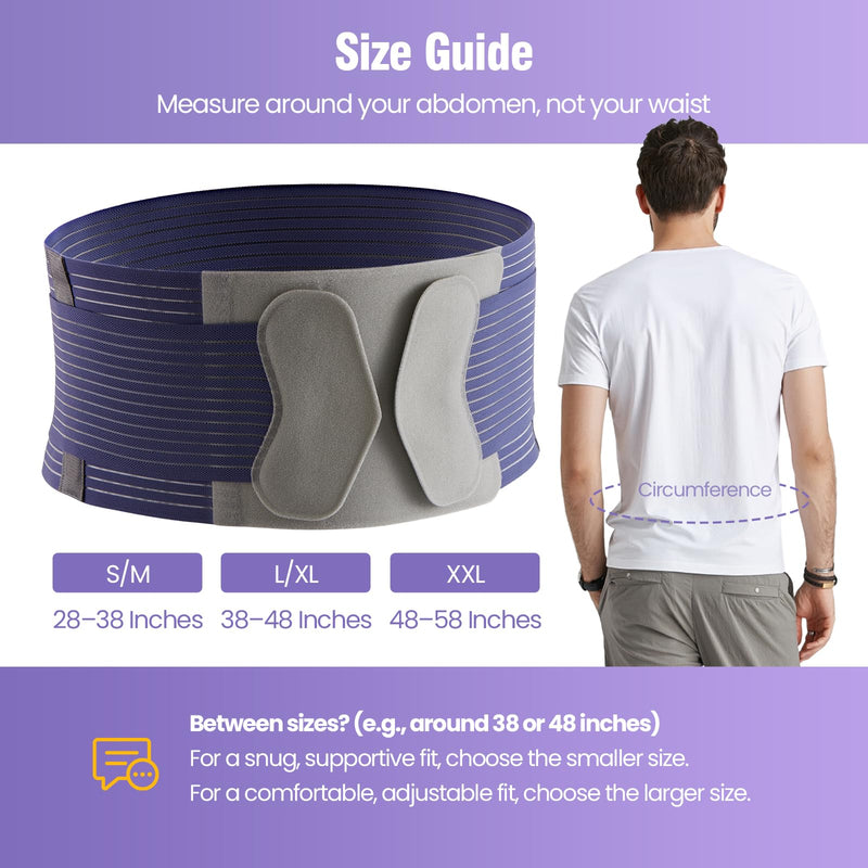 [Australia] - Hernia Belts for Men and Women ‚Äì Front-Closure Abdominal Binder with Extra Compression Strap & Soft Detachable Dual-Layer Hernia Pad ‚Äì Comfortable Hernia Support for Men Post Surgery or Daily Relief (L/XL 38‚Äì48 in) L/XL 