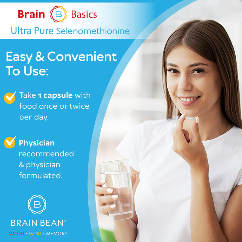 [Australia] - Brain Basics Ultra-Pure Selenomethionine - Proper Thyroid Function and Immune System Support - 200 mcg Most Bioavailable Selenium - 90 Servings 