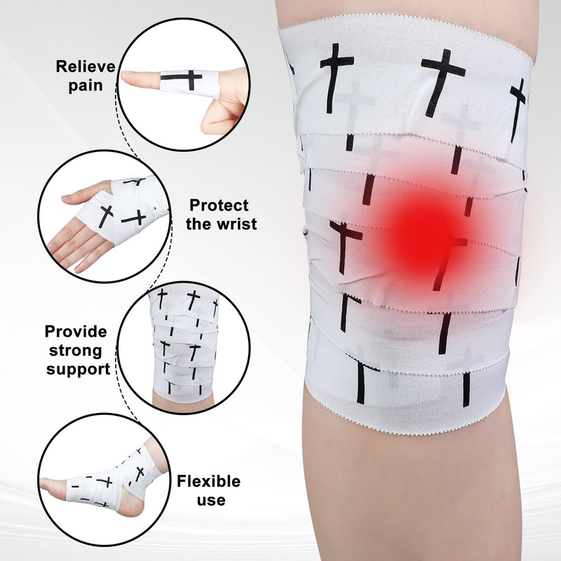 [Australia] - 2 Pcs Cross Tape Christian Athletic Tape Sports Wrap 2in x 23ft Jesus Cotton Wrist Wrap for Soccer Football Baseball Gymnastics Boxing Christian Church Gifts(White,Cross) White 