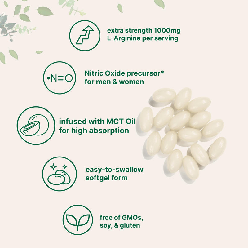 Micro Ingredients L-Arginine 1000mg with MCT Oil, 300 Softgels | Nitric Oxide Precursor for Heart Health & Blood Flow* | Extra Strength Amino Acid Formula for Men & Women | Non-GMO, No Soy