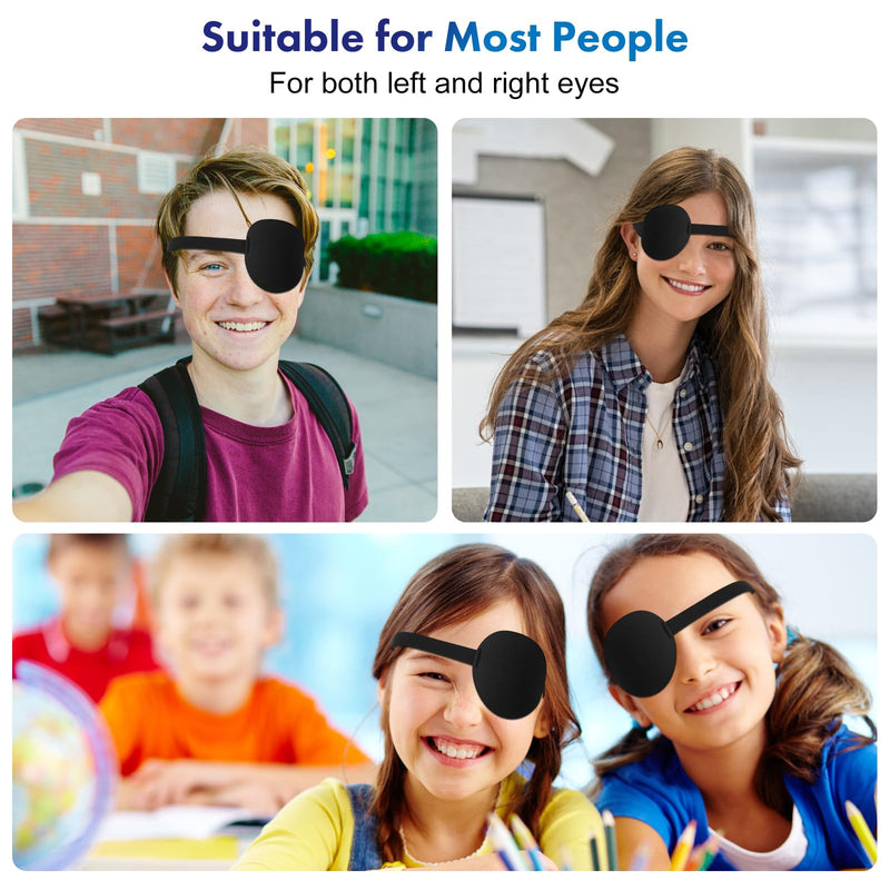 2 pcs 3D Eye Patches for Adults and Kids, Medical Adjustable Eyepatch for Right and Left Eye, Pirate Costume Large Black