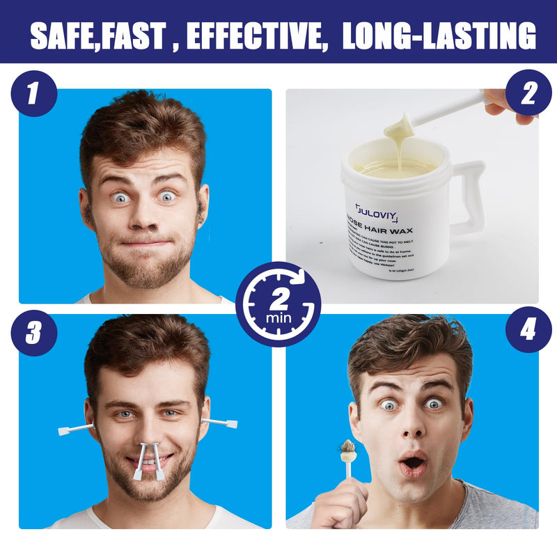 [Australia] - Nose Wax Kit, 120 g Wax, 30 Applicators,Nostril and Ears Hair Removal Kit for Men & Women,Includes 15 Balm Wipes and Mustache Guards etc. Lasts up to 6 Weeks Standard Nose Waxing Kit 
