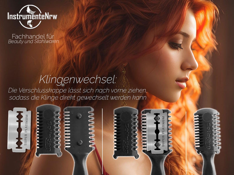 [Australia] - Thinning knife from Solingen for thinning and cutting hair MADE IN GERMANY with 10 replacement blades 