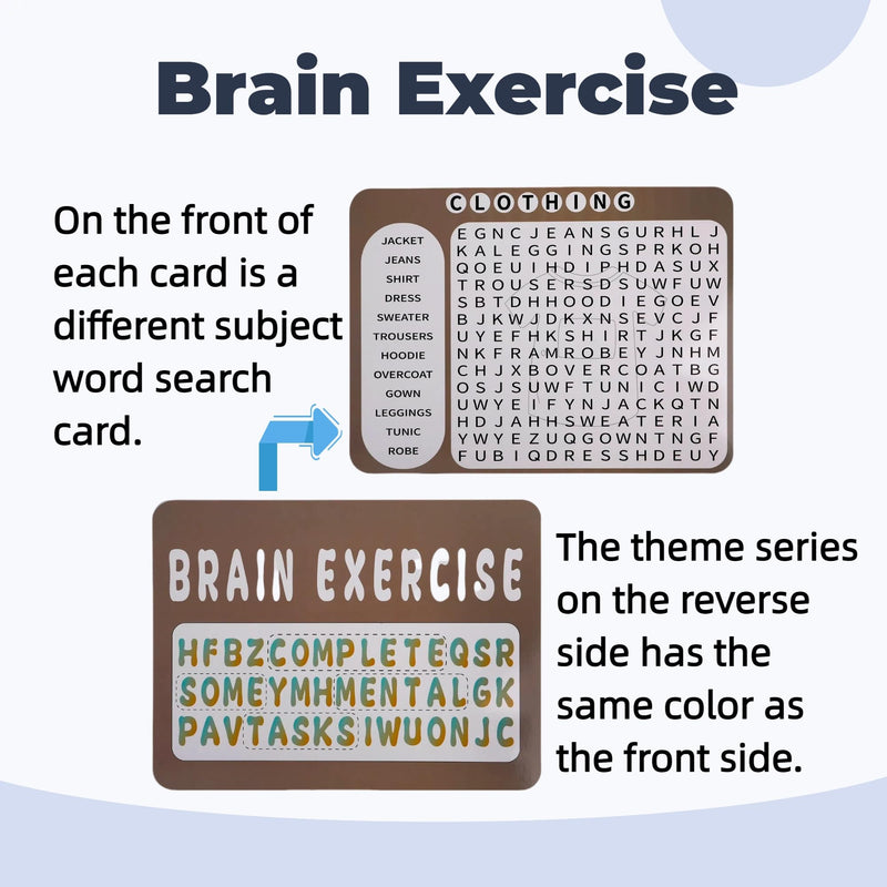 [Australia] - 12 Pcs Reusable Word Search Cards for Dementia Game-Dementia Activities for Seniors with Alzheimer's-Elderly Alzheimer's Toys-Large Print Word Search Books for Grandpa 