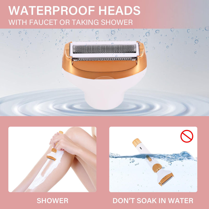 [Australia] - Eletric Razor for Woman,4 in 1 Rechargeable Bikini Trimmer and Shaver, Wet/Dry Electric Body Hair Coldless Waterproof Facial Hair Removal Razor Painless Trimming of Pubic Face arms Legs 