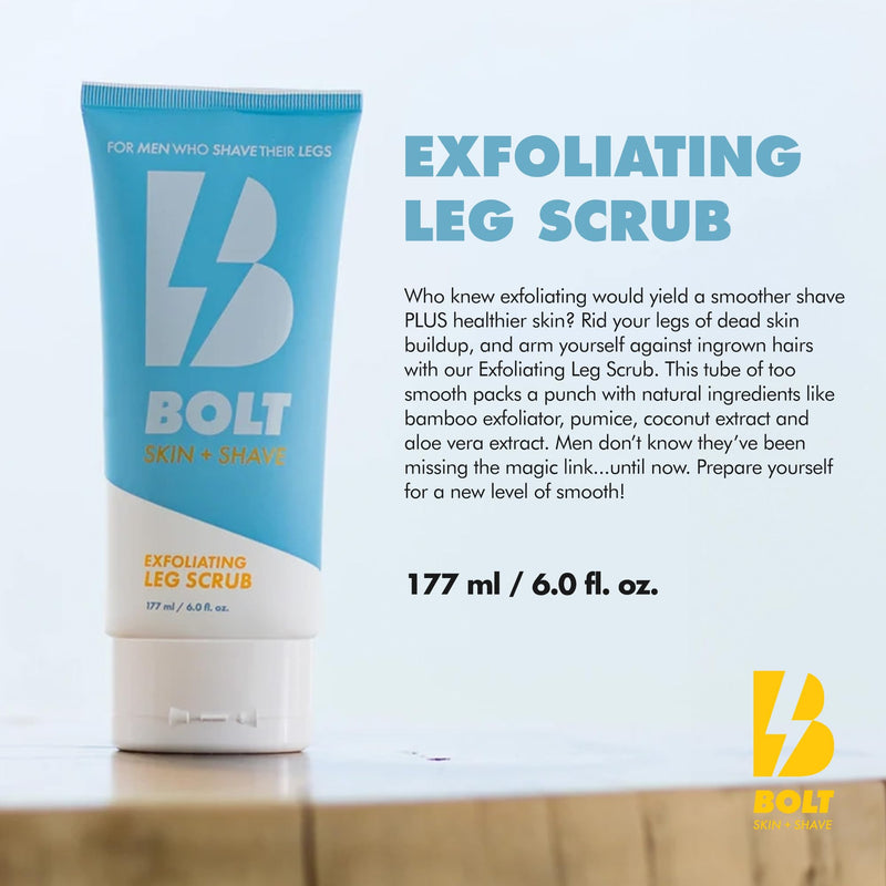[Australia] - Exfoliating Leg Scrub for Men with Bamboo & Coconut Extract - Fights Ingrown Hairs and Dead Skin Buildup for a Smoother Shave - Aloe Vera & Pumice Formula - 6 Fl Oz 
