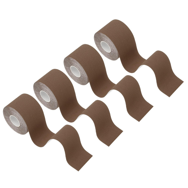 PATIKIL 5.5 Yard x 2 Inch Kinesiology Tape, 4 Roll Adhesive Cotton Sports Muscle Support Tapes Waterproof Elastic Tape for Knee Ankle Wrist Shoulder, Brown