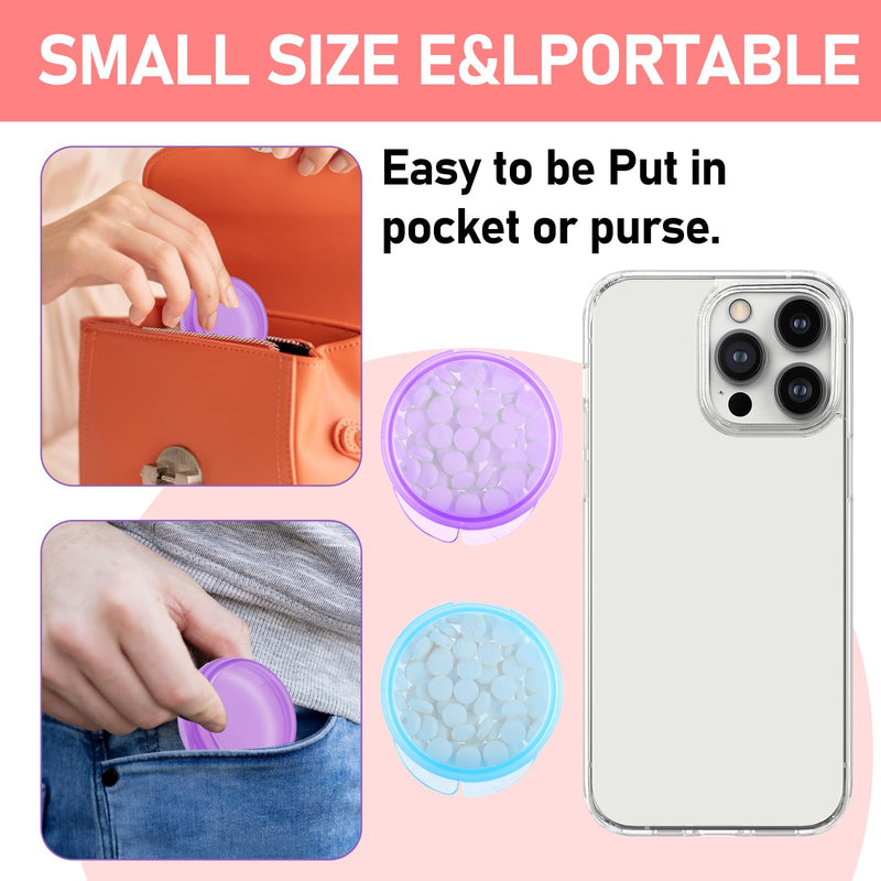 4 Pcs Mini Pill Organizer Small Pill Box Cute Portable Pill Case for Pocket Purse Travel Storage Containers Earplug Case Medicine Dispenser Vitamin Holder(Blue+Pink+Purple+Green) Blue+pink+purple+green
