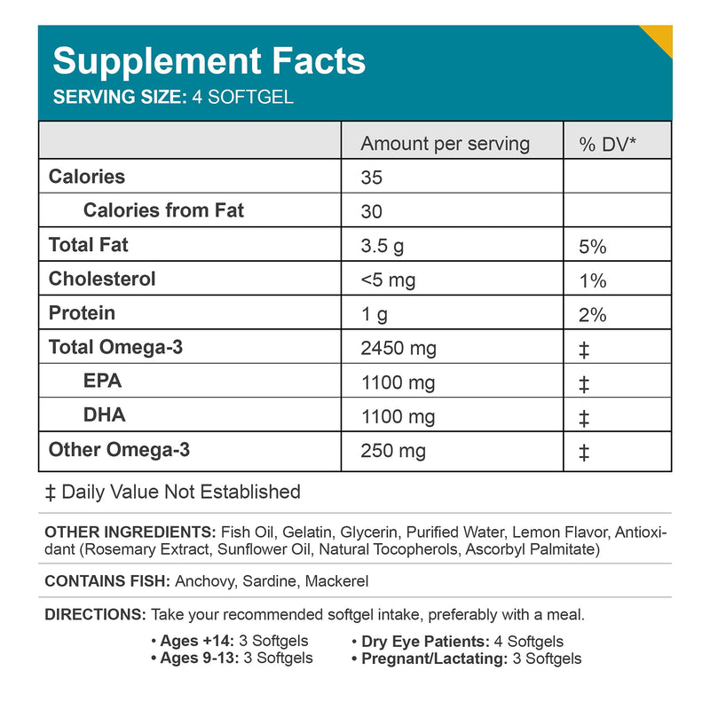 [Australia] - Macuhealth Omega 3 Fish Oil - 1100mg DHA, 1100mg EPA, Eye & Brain Health Supplement, Triglyceride Formula, 120 Softgels 