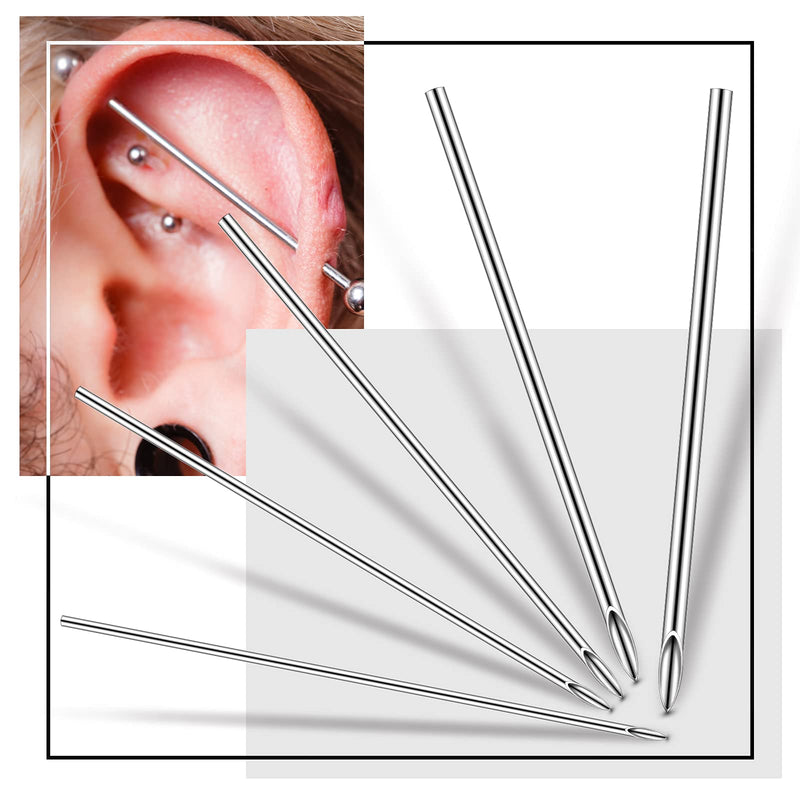 [Australia] - Chumia Piercing Kit 100 Pcs Piercing Needle with 1 Pcs Clamps Stainless Forceps Clamp Hollow Needle Mixed Sizes 12g 14g 16g 18g 20g for Ear Nipple Belly Tongue Body Tools 