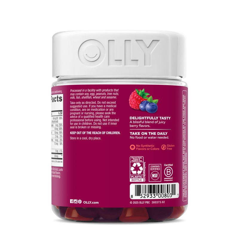 OLLY Women's Multivitamin, Supports Overall Wellness,* Biotin - 130 Count Berry 130 Count (Pack of 1)