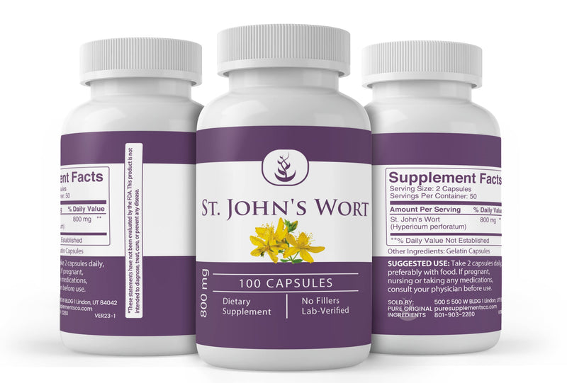 [Australia] - PURE ORIGINAL INGREDIENTS St. John's Wort, (100 Capsules) Always Pure, No Additives Or Fillers, Lab Verified 
