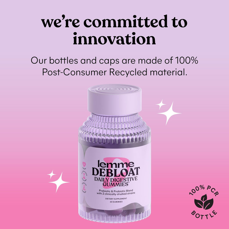 [Australia] - Lemme Debloat - Digestive & Gut Health Gummies with 2 Clinically Studied Probiotics & Prebiotic, 3 Billion CFUs - Vegan, Gluten Free, Non GMO, BlackBerry Flavor (60 Count) 60 Count (Pack of 1) 