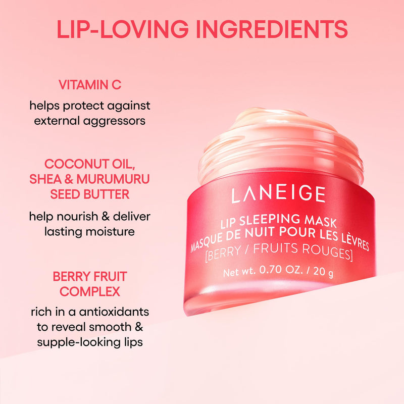 [Australia] - LANEIGE Lip Sleeping Mask: Nourish, Hydrate, Vitamin C, Murumuru & Shea Butter, Antioxidants, Flaky, Dry Lips Strawberry Shortcake 