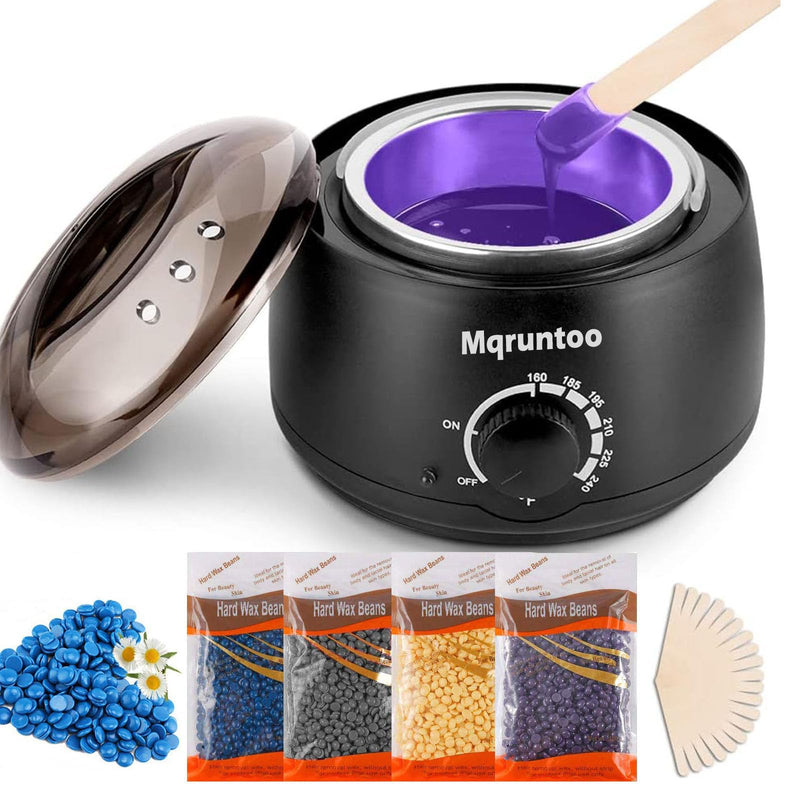 [Australia] - Wax Warmer Wax Warmer Wax Hair Removal Electric Wax Hair Removal Set Depilatory Wax Device Waxheater Waxing Kit with 4X100g Wax Beads Black 