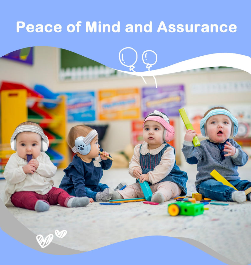 [Australia] - HZ001 Baby Hearing Protection - CE & CPC Certified for Babies up to 36 Months - with Replacement Headband Baby Earmuffs Ear Protection for Airplane, Firework Show - Pale Blue Light Blue 
