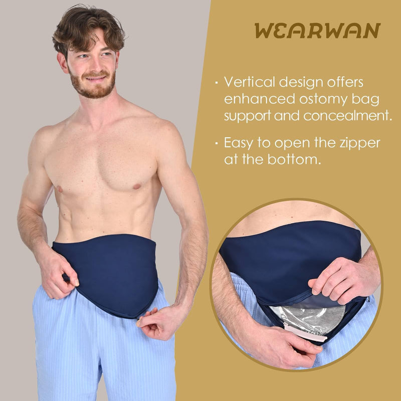 [Australia] - Colostomy Bag Covers for Women and Men, Ostomy Bag Covers, Ostomy Belt Abdomen XL Dark Blue 