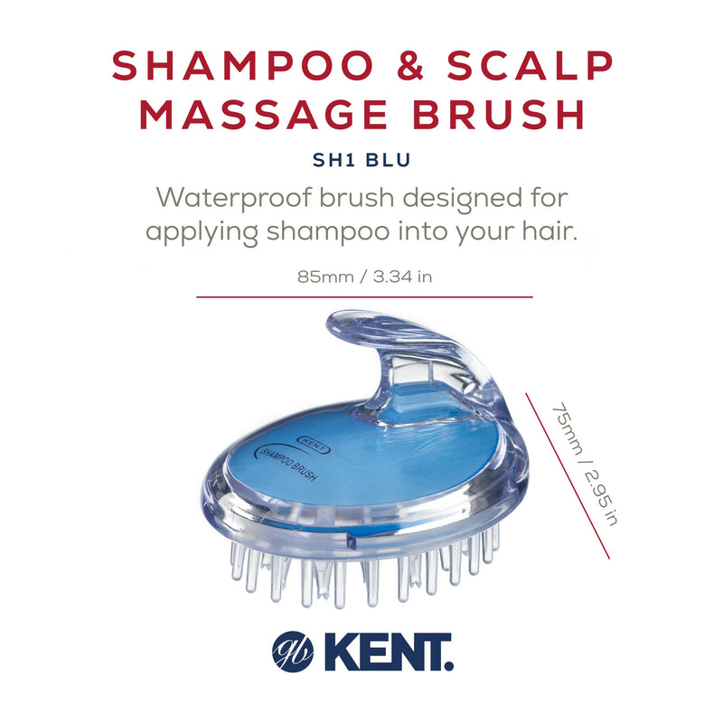 KENT SH1 BLU Scalp Scrubber Hair Brush and Scalp Exfoliator Brush for Distributing Shampoo and Conditioner, Shower Scalp Massage Tool and Hair Growth Brush Shower Brush with 42 Soft Rubber Bristles 3 Pack Blue