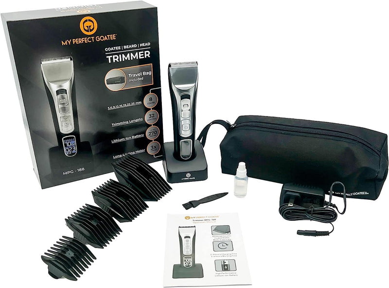 [Australia] - My Perfect Goatee® Beard Grooming Combo Pack for Men: Goatee Shaving Template & Trimmer (MPG-188), 36 Length Settings, Cordless Professional Hair Trimmer for Professional Grooming MLP-188 