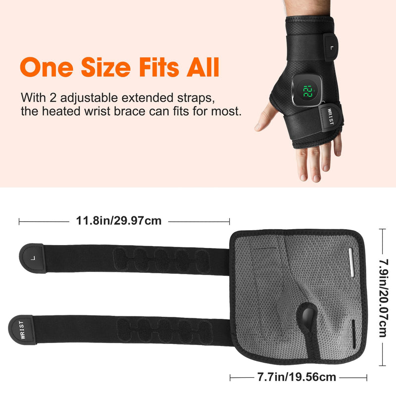 Wrist Heating Pad, Adjustable Wrist Support Brace with Heat for Men and Women, Heated Wrist Brace for Sport Sprain, Chore Fatigue, Sport Soreness Pain Relief- Left Hand