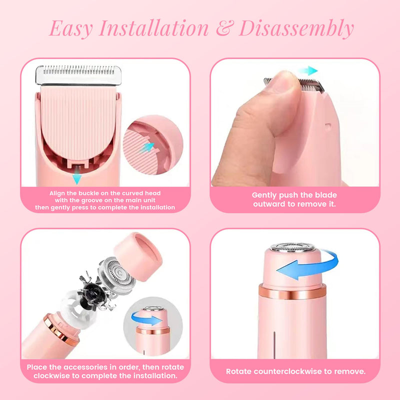 [Australia] - 2 in 1 Bikini Trimmer for Women + Makeup Bag,Dual Head Shaver for Women for Private Area Sensitive Skin,Bikini Shaver,Electric Razor for Private Area,Women's Electric Razor for Pubic Hair 