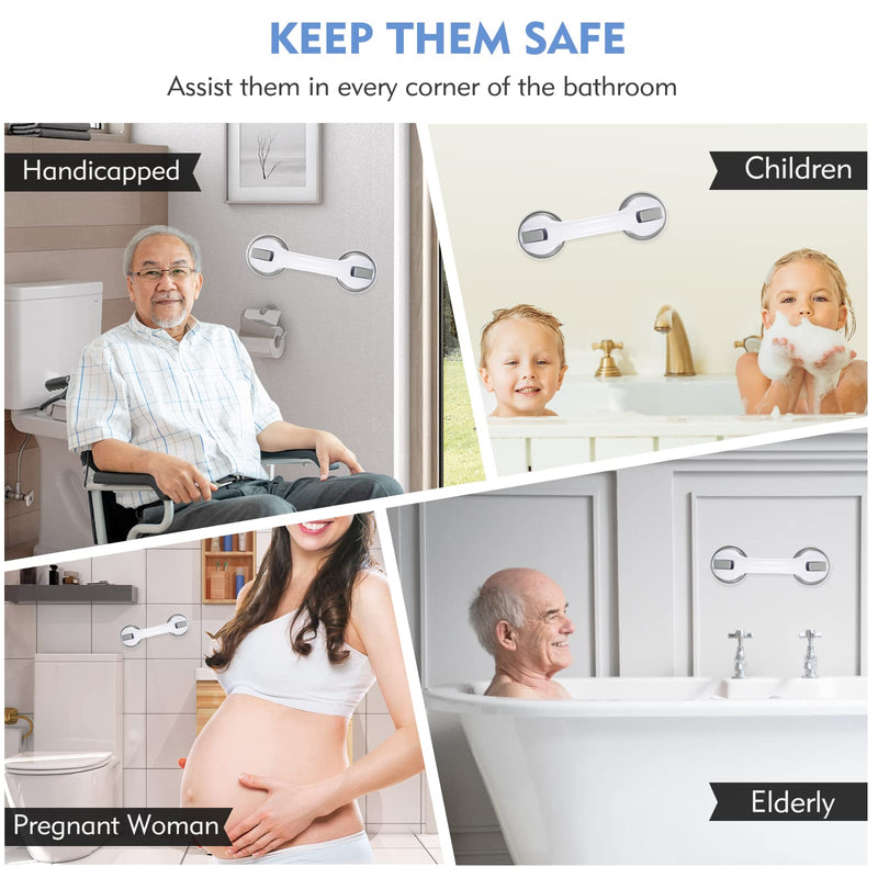[Australia] - Grab Bars for Shower, 12 Inch Shower Handle Strong Suction Shower Grab Bar for Shower Chair Stool, Bathroom Safety Bar for Seniors, Elderly (2 Pack) 2 Suction Cups Gray 
