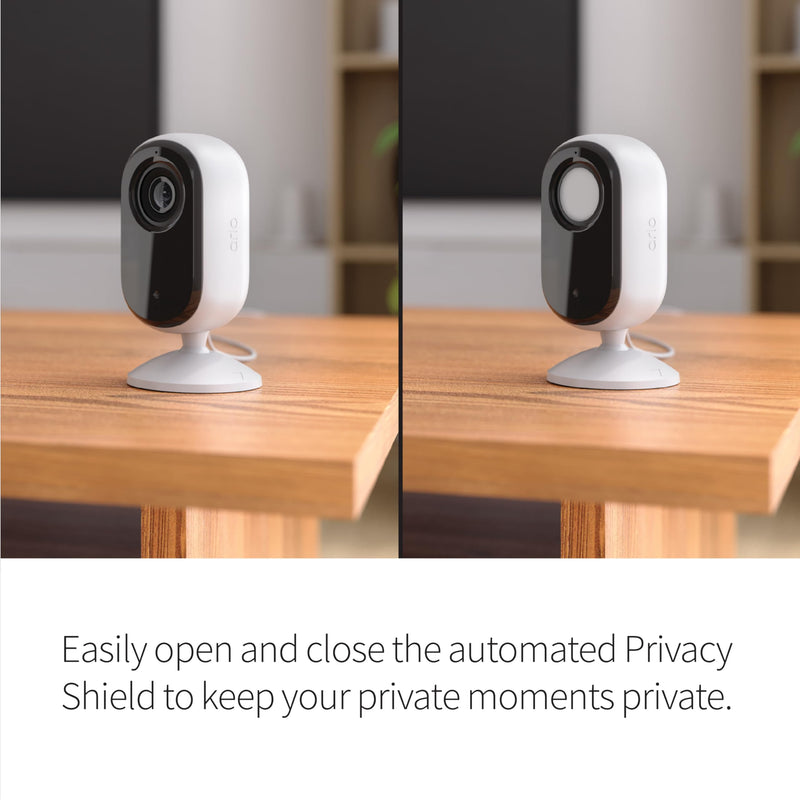 [Australia] - Arlo Essential Security Camera 2K | Indoor Only| 2nd Gen | Baby Monitor & Pet Camera | Wired Automated Privacy Shield, 2-Way Audio, Night Vision, Live Stream, Motion Alerts & Notifications White,1 Cam 2K Indoor 2nd Gen 1 Camera 