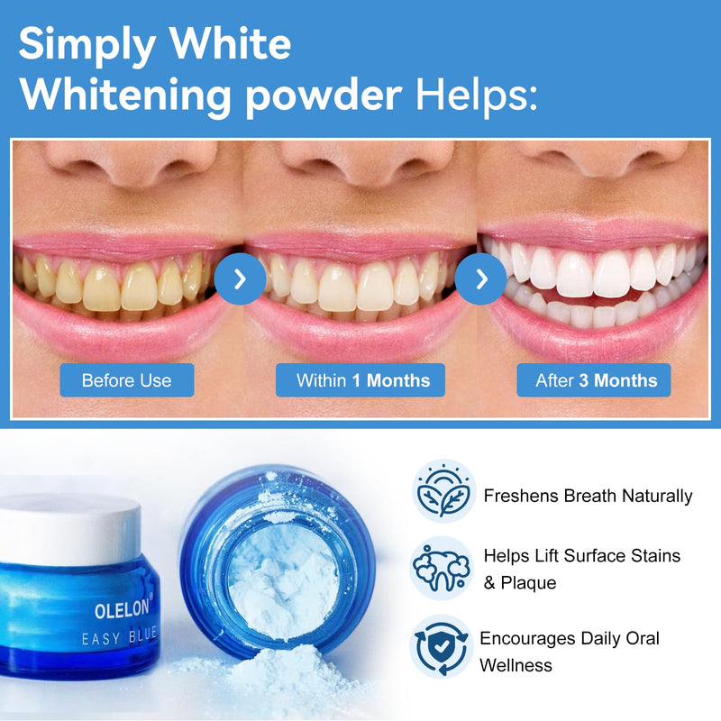 [Australia] - Teeth Whitening Powder Maximum Volume (50 g), Instant Whitening and Stain Removal, No Sensitivity - Enamel-Safe Toothpaste Powder - Breath Freshener, for Coffee, Tea and Tobacco Stains 