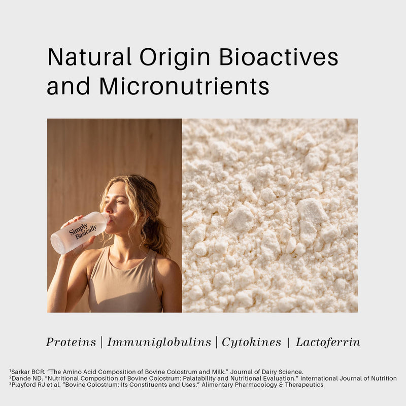 Bovine Colostrum Powder + Collagen Peptides | Hair, Skin, Nails, Immune & Gut Health Supplement | Hyaluronic Acid, Biotin, Vitamin C | Unflavored 30 Servings