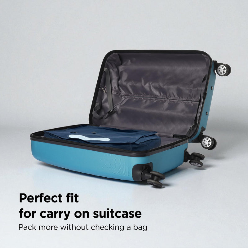 Vacuum Seal Bags for Clothing Travel - TSA Compliant Airless PacPro 48L, Carry-On Compression Packing Cubes for Luggage and Backpacks, Pump-free Air Valve (Large, Set of 2) Blue / Gray