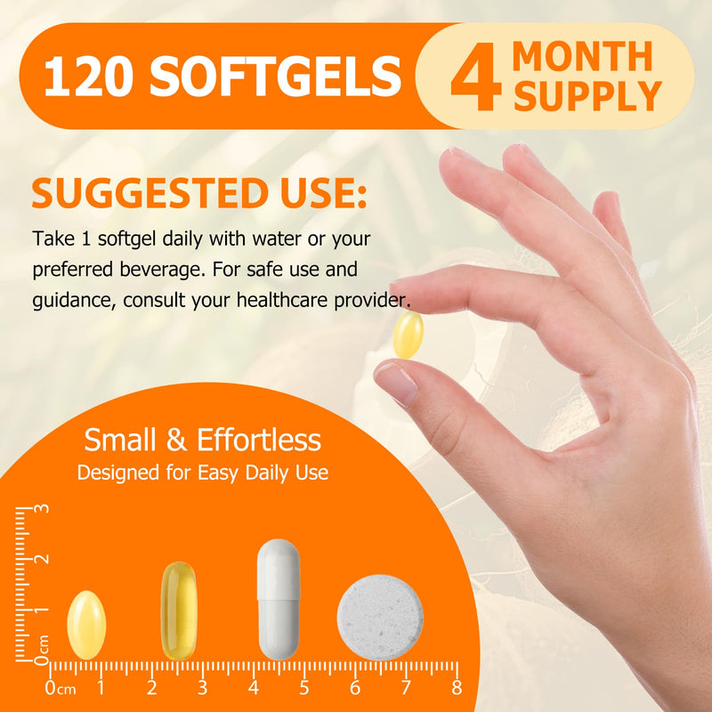 Liefiet Vitamin D3 K2 10000 IU with 200mg, Vitamin D3 and K2 Capsules, 2 in 1 Vitamins D & K Complex with Virgin Coconut Oil, 120 Softgels, Easy to Swallow & Non-GMO
