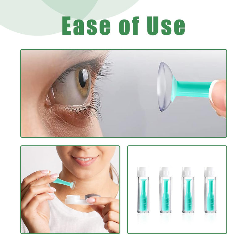 [Australia] - Pack of 4 soft contact lens removers, suction cup contact lenses with storage case, compatible with soft and hard lenses, ergonomic silicone insertion aids, hygienic, perfect for on the go 