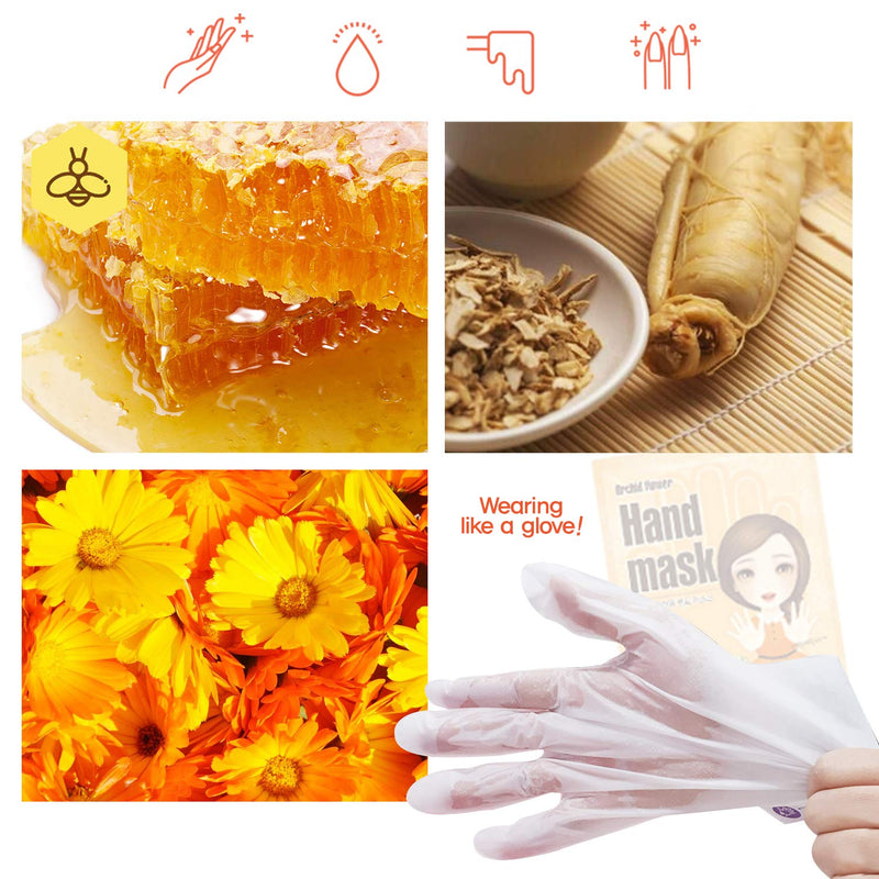 [Australia] - The Orchid Skin Hand Repair Mask Sheet Gloves for Hydration and Moisturization, Korean Skincare, 0.7 .o.z Orange Hand Mask 
