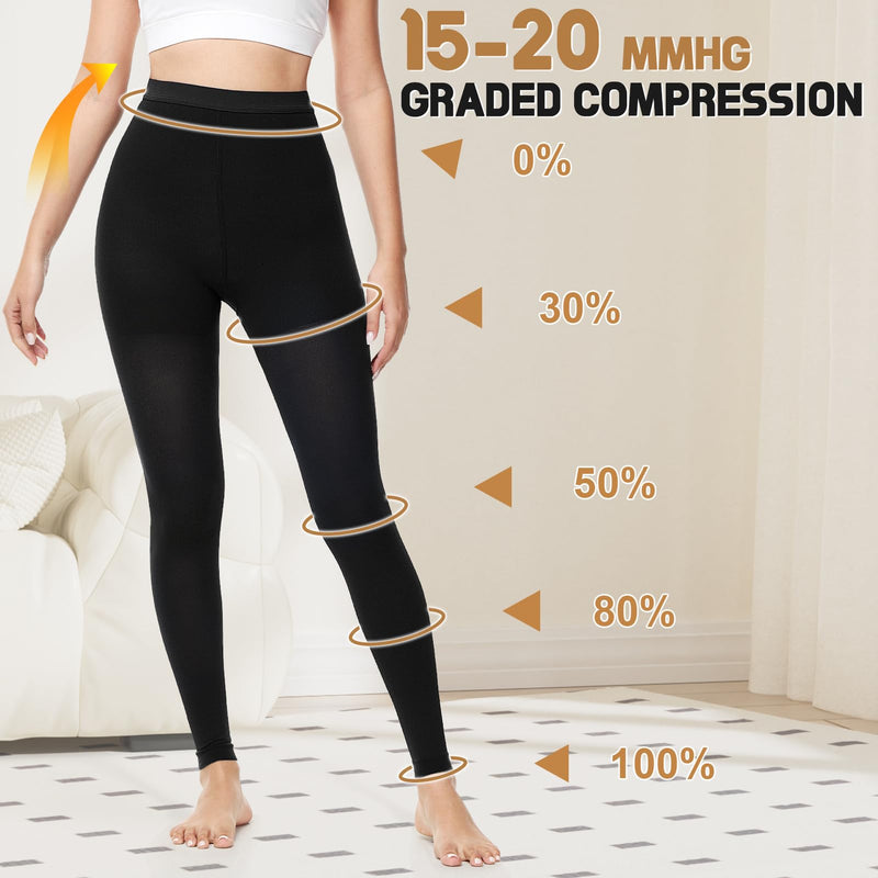 [Australia] - Beister Medical Compression Pantyhose for Men & Women, 15-20mmHg Opaque Footless Waist High Compression Stockings & Leggings, Circulation Support Pressure Tight for Varicose Veins, Oedema, Flight, DVT Black Large 