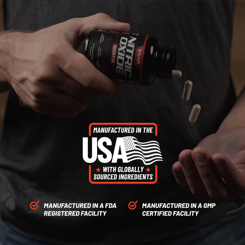 [Australia] - Snap Supplements Nitric Oxide Booster, Nitric Oxide Supplement for Blood Circulation and Blood Flow, 60 Capsules 